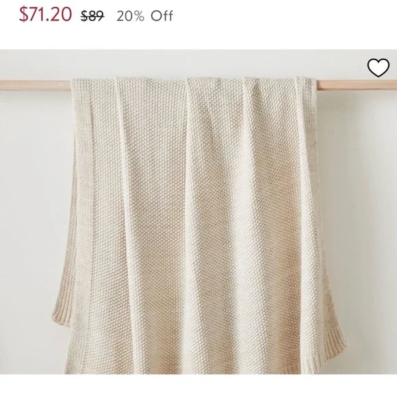 West Elm Beige Knit Throw Blanket - Picture 5 of 5